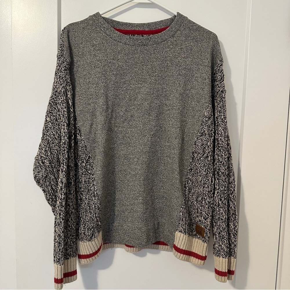 Roots Cabin Grey Knit Pullover Crewneck Sweater Size Small Women’s